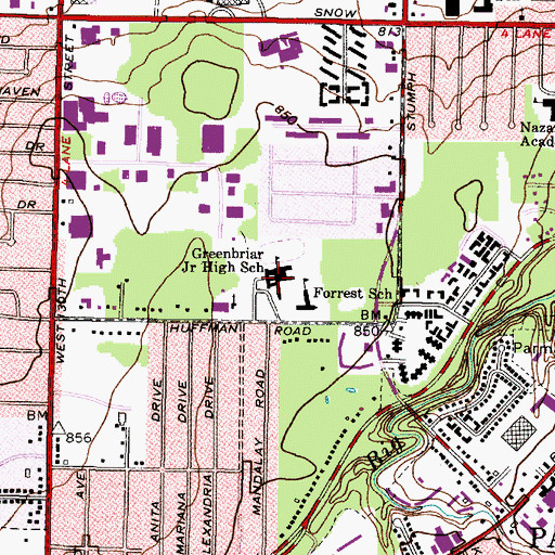 Topographic Map of Greenbriar Junior High School, OH