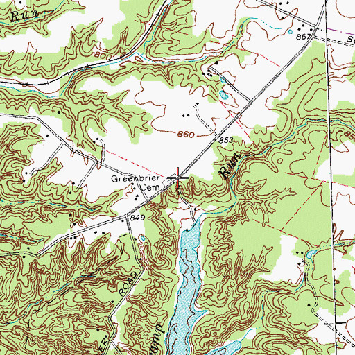 Topographic Map of Greenbrier Cemetery, OH
