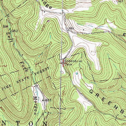Topographic Map of Greenbrier Cemetery, OH