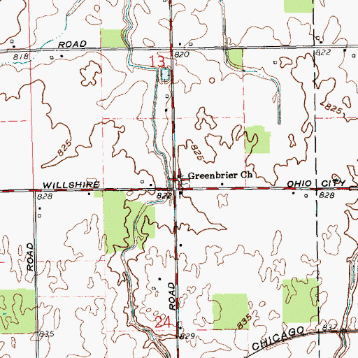 Topographic Map of Greenbrier Church, OH