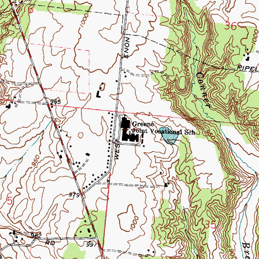Topographic Map of Greene Joint Vocational School, OH