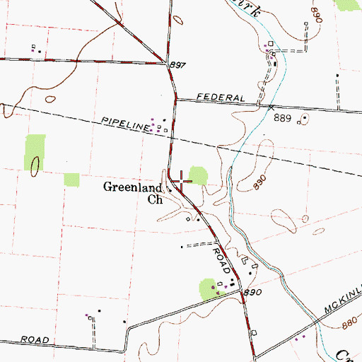 Topographic Map of Greenland Church, OH