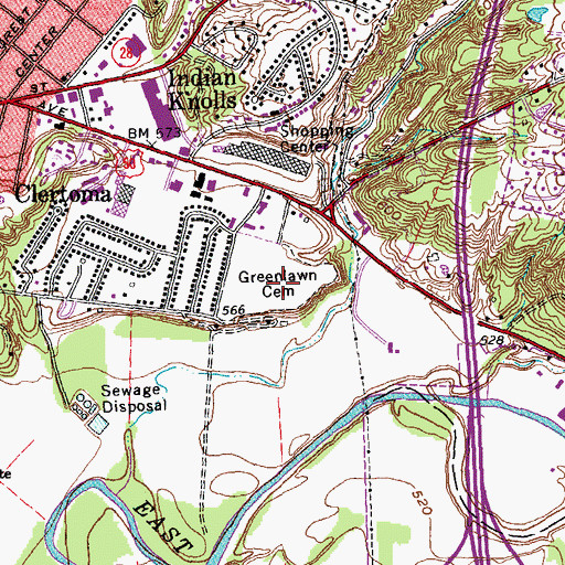 Topographic Map of Greenlawn Cemetery, OH