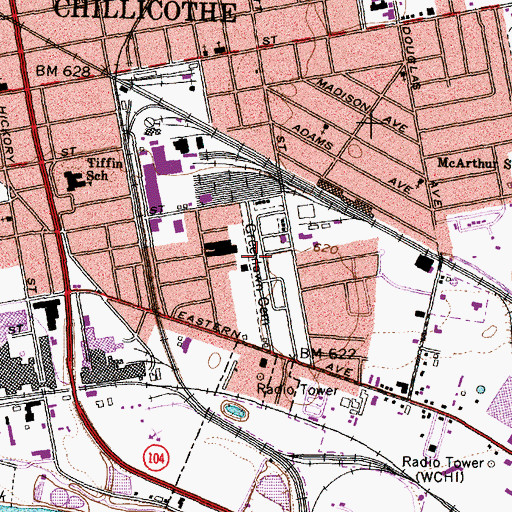 Topographic Map of Greenlawn Cemetery, OH