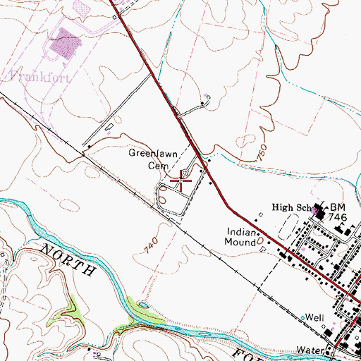Topographic Map of Greenlawn Cemetery, OH