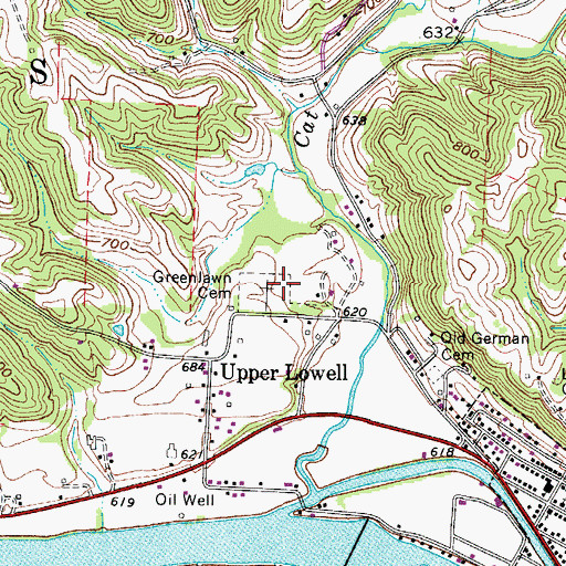 Topographic Map of Greenlawn Cemetery, OH