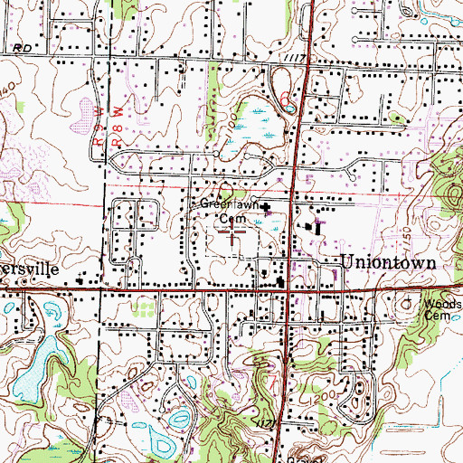 Topographic Map of Greenlawn Cemetery, OH