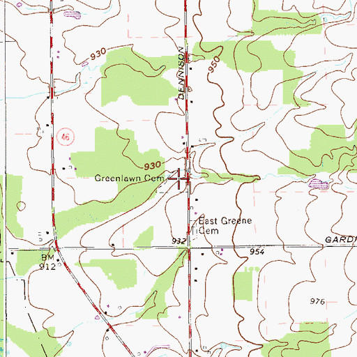 Topographic Map of Greenlawn Cemetery, OH
