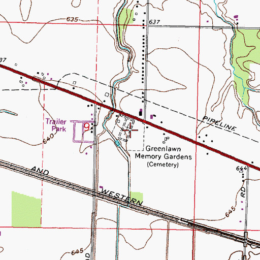 Topographic Map of Greenlawn Memory Gardens Cemetery, OH