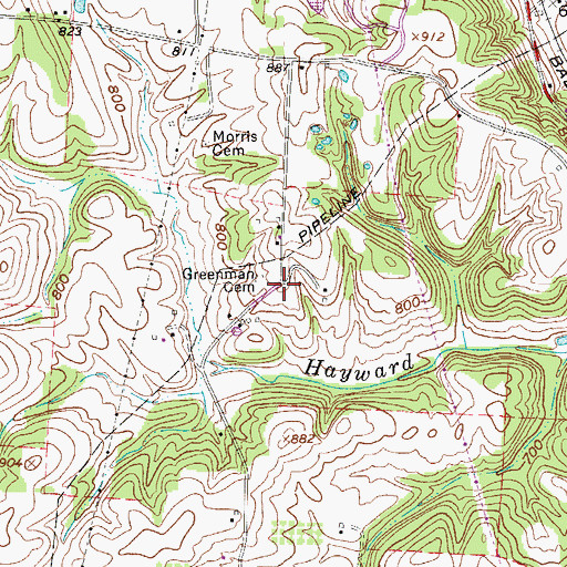 Topographic Map of Greenman Cemetery, OH