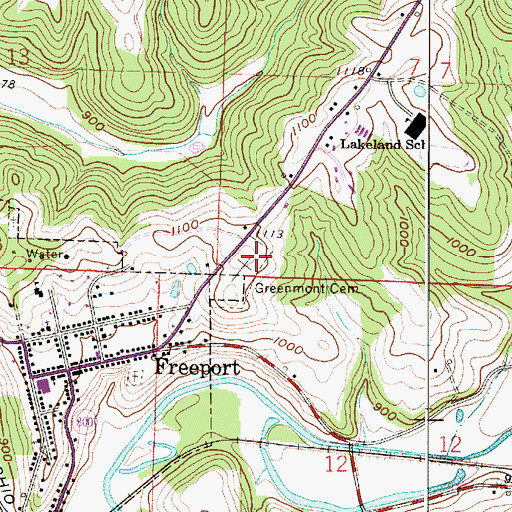 Topographic Map of Greenmont Cemetery, OH
