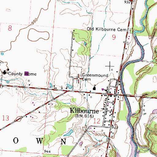 Topographic Map of Green Mound Cemetery, OH