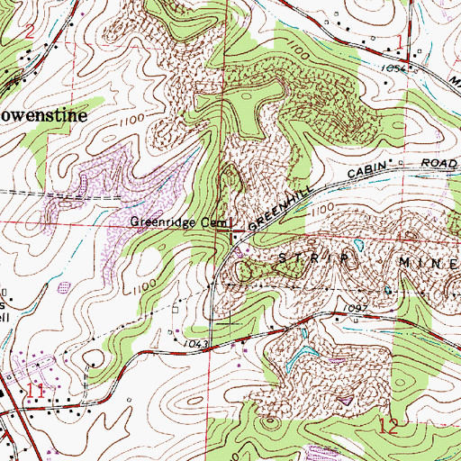 Topographic Map of Greenridge Cemetery, OH