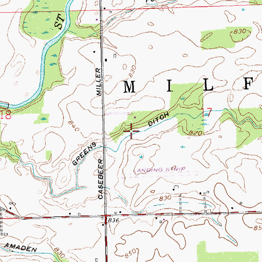 Topographic Map of Greens Ditch, OH