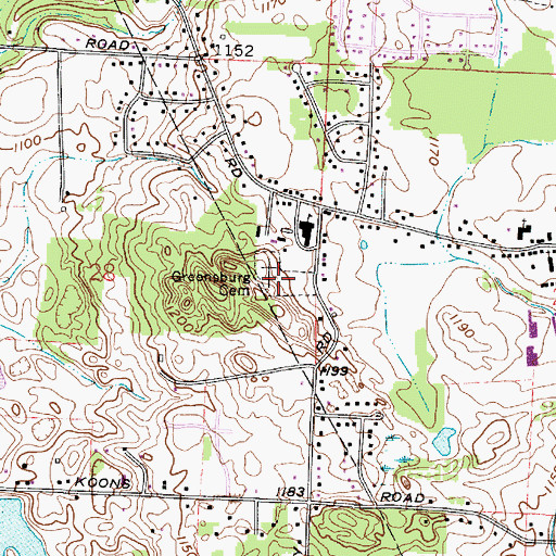 Topographic Map of Greensburg Cemetery, OH