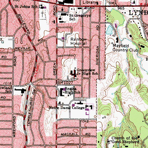 Topographic Map of Greenview Upper Elementary School, OH
