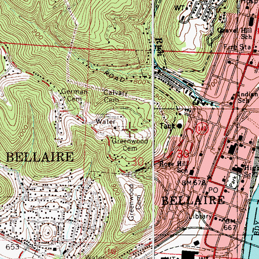 Topographic Map of Greenwood Cemetery, OH
