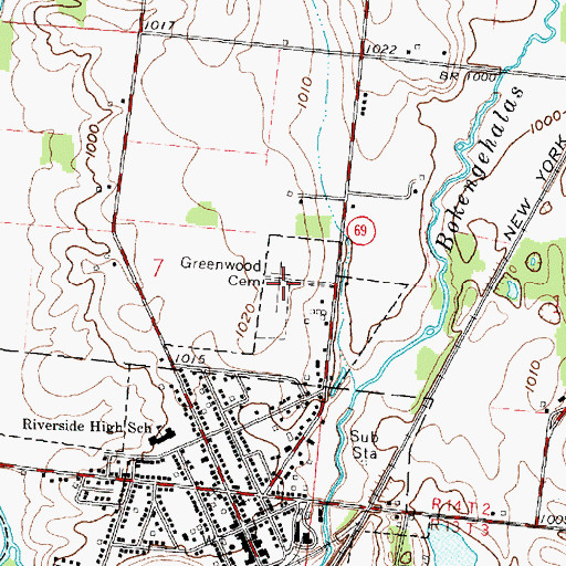 Topographic Map of Greenwood Cemetery, OH