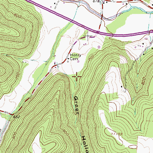 Topographic Map of Greer Hollow, OH