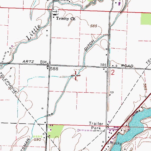 Topographic Map of Greesman Ditch, OH