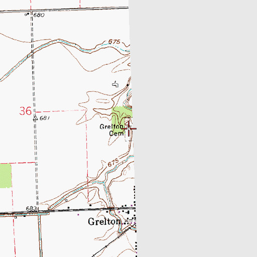 Topographic Map of Grelton Cemetery, OH