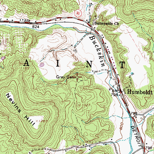 Topographic Map of Grey Cemetery, OH