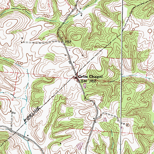 Topographic Map of Grim Chapel, OH
