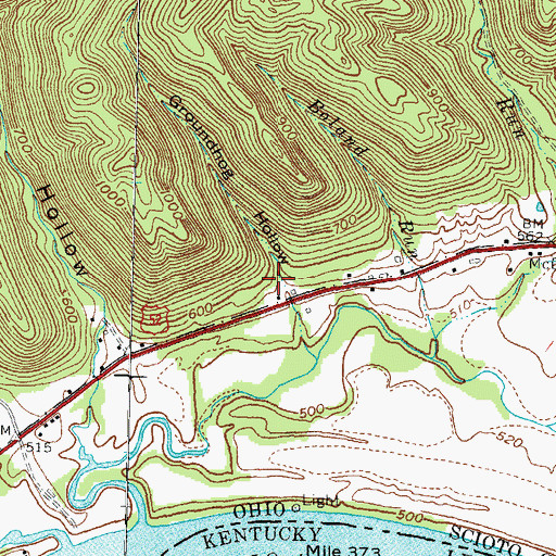 Topographic Map of Groundhog Hollow, OH