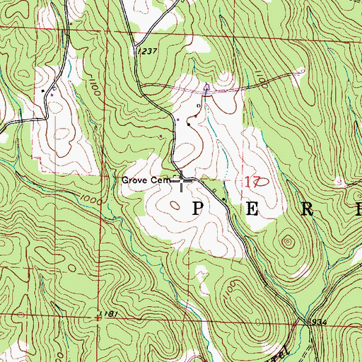 Topographic Map of Grove Cemetery, OH