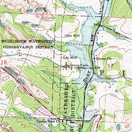 Topographic Map of Grove Cemetery, OH
