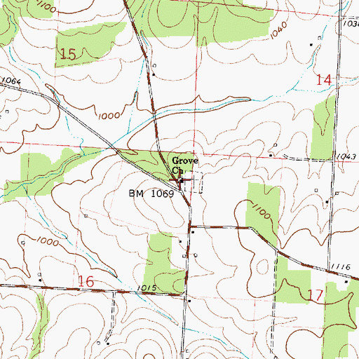 Topographic Map of Grove Church, OH