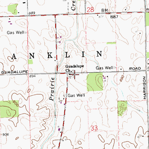 Topographic Map of Guadalupe Church, OH