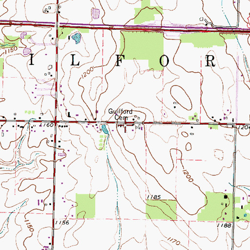 Topographic Map of Guilford Mennonite Cemetery, OH