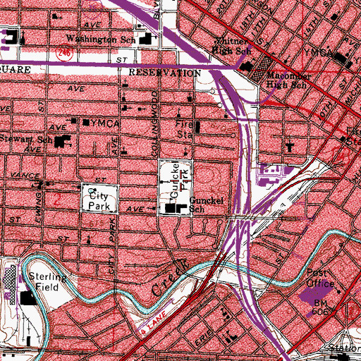 Topographic Map of Gunckel Park, OH