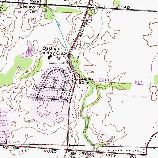 Topographic Map of Gundy Cemetery, OH