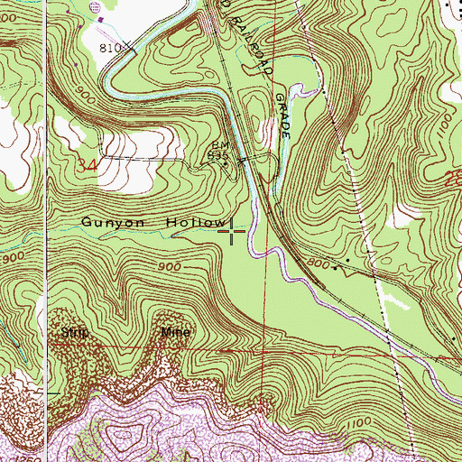 Topographic Map of Gunyon Hollow, OH