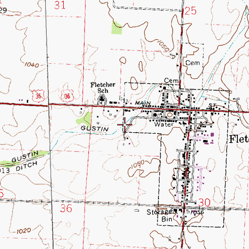 Topographic Map of Gustin Ditch, OH