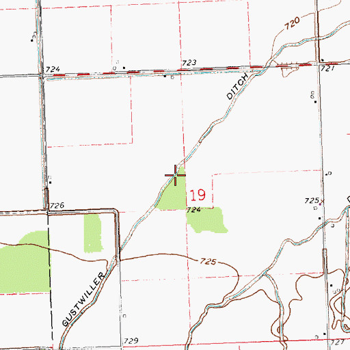 Topographic Map of Gustwiller Ditch, OH