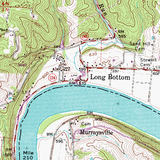 Topographic Map of Guyan Run, OH