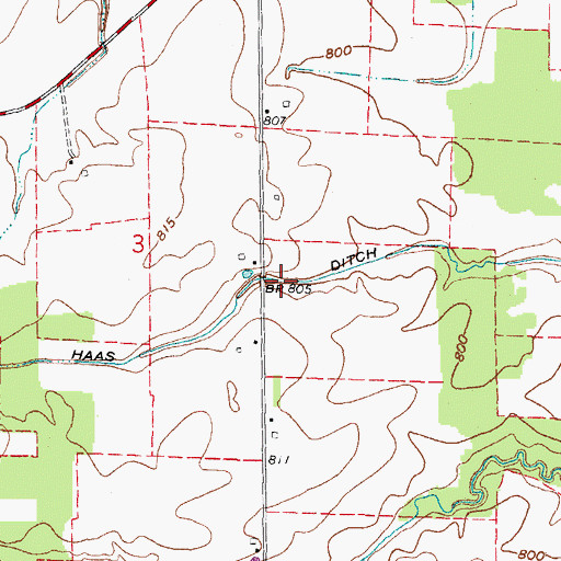 Topographic Map of Haas Ditch, OH