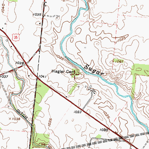Topographic Map of Hagler Cemetery, OH
