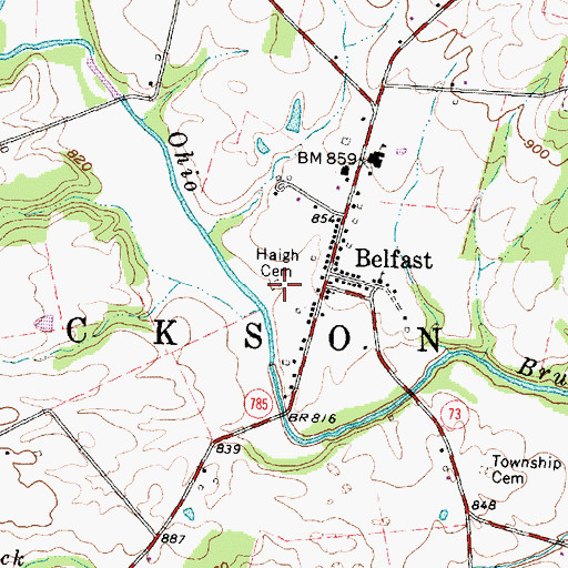 Topographic Map of Haigh Cemetery, OH