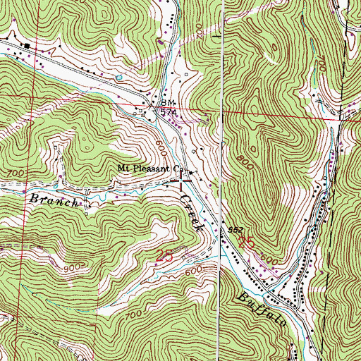 Topographic Map of Haines Branch Buffalo Creek, OH