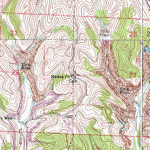 Topographic Map of Haines Church, OH