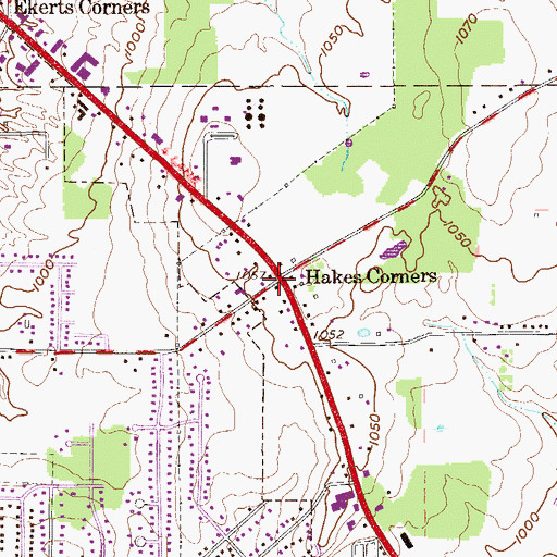 Topographic Map of Hakes Corners, OH