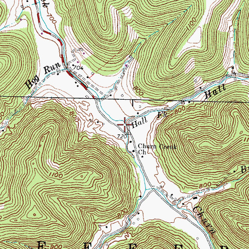 Topographic Map of Hall Fork, OH