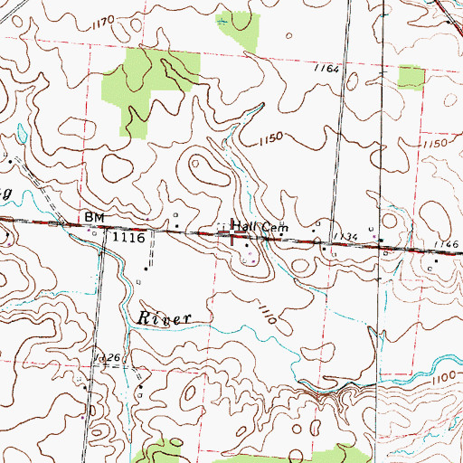Topographic Map of Hall Cemetery, OH