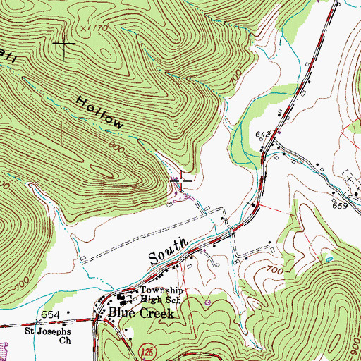 Topographic Map of Hall Hollow, OH