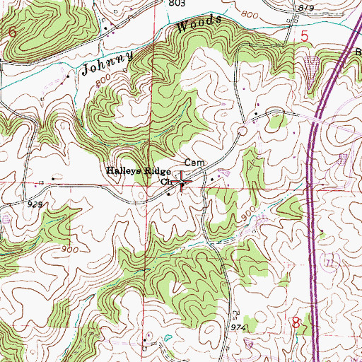 Topographic Map of Halleys Ridge Church, OH