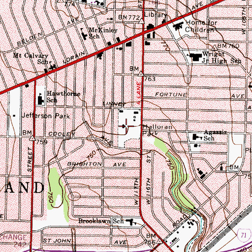 Topographic Map of Halloran Park, OH